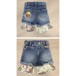My Vintage Baby Denim Shorts Shabby Chic Patchwork Floral Ruffle Boho Girls 12M